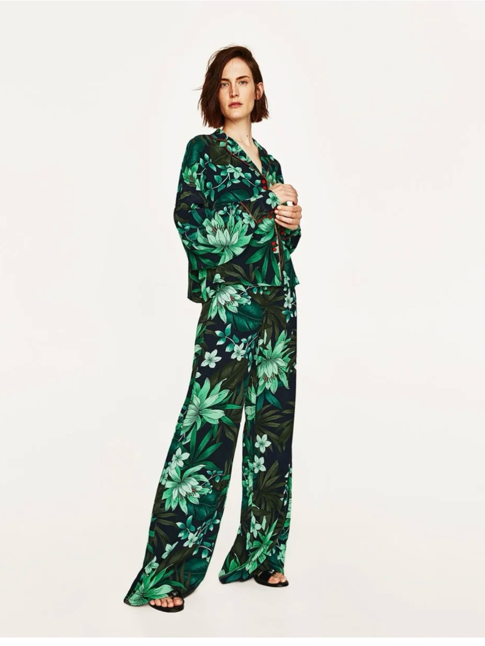 Zara Tropical Palazzo Top and Trousers